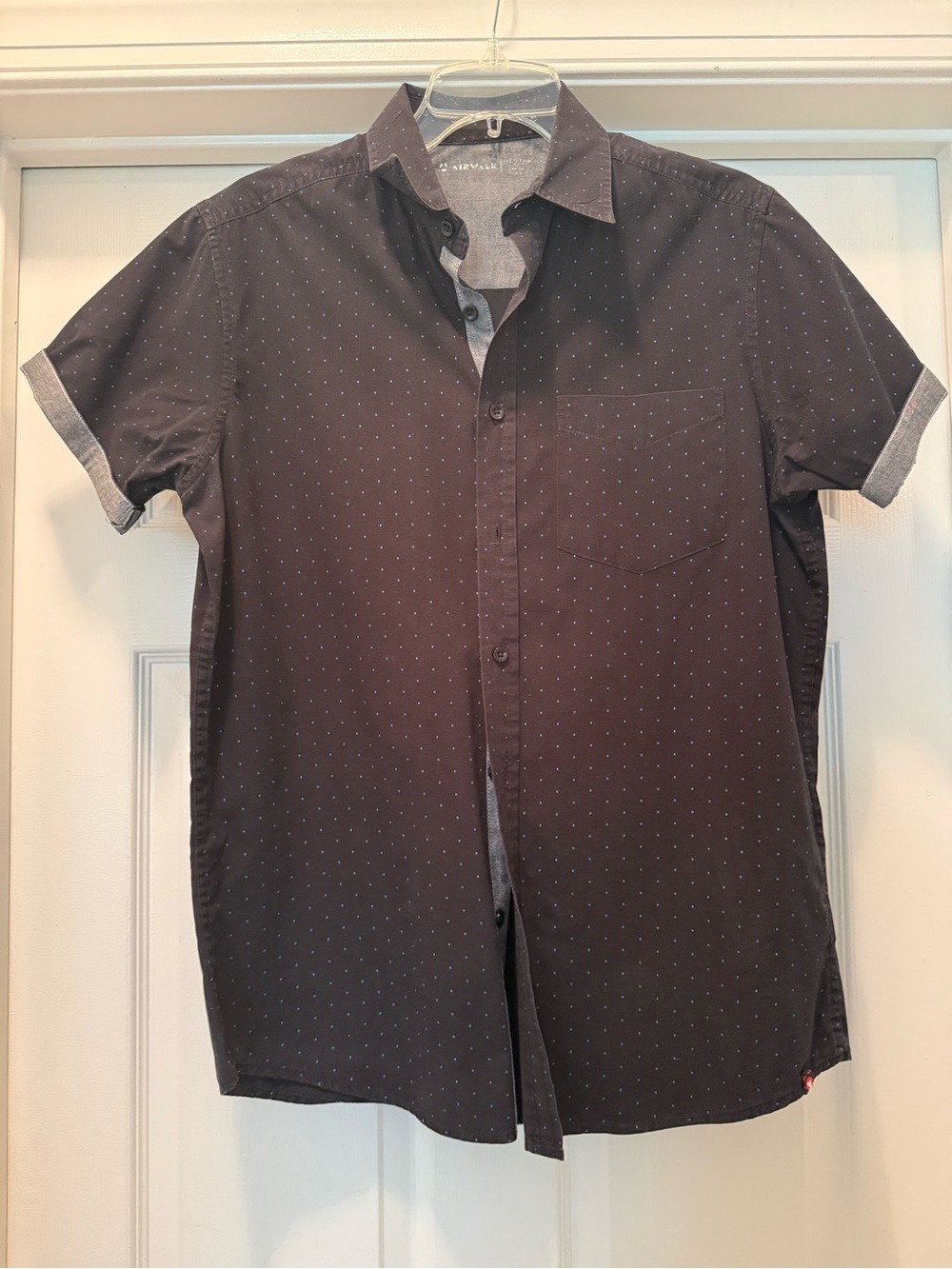 Men's Short-Sleeve Navy Microdot Button-Up Shirt